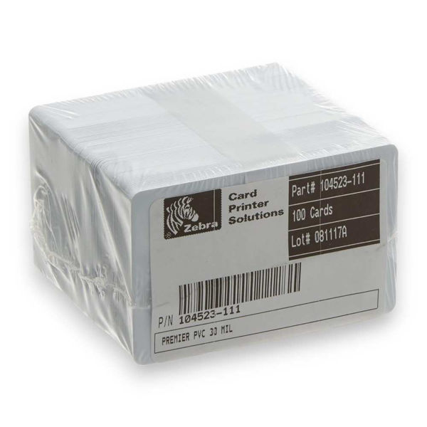 Picture of Zebra Premier PVC Blank white cards 30 MIL 500 cards